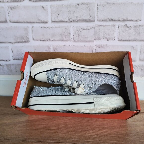 ⭐Converse Chuck 70 Metallic Tweed Low Sz 7.5 Men's Shoes Sneaker Silver A14443C - Picture 6 of 9